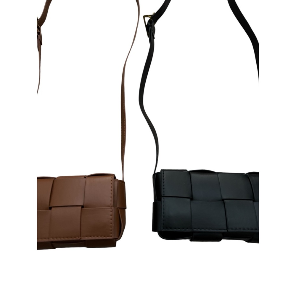 Set of 3 Green, Brown, and Black Woven Crossbody Bags - Picture 4 of 4